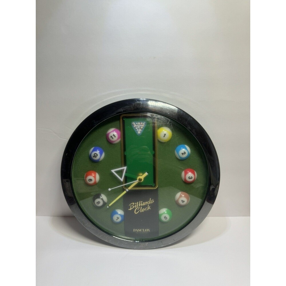 Vintage Billiards Clock Pool Ball Wall Clock Game Room Man Cave Decor Quartz
